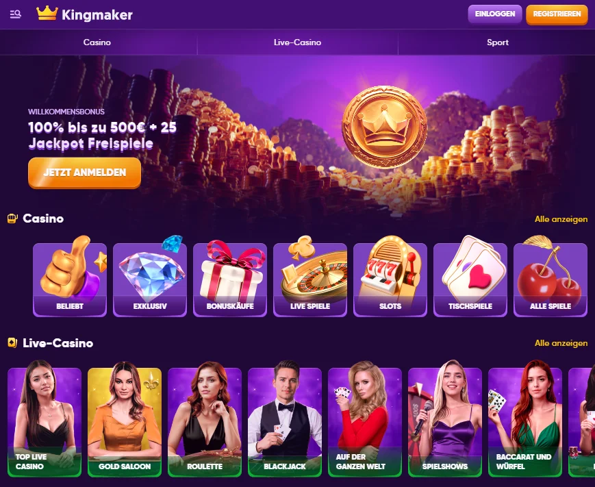 Kingmaker Casino, Website Mit Online-Spielautomaten In Deutschland
