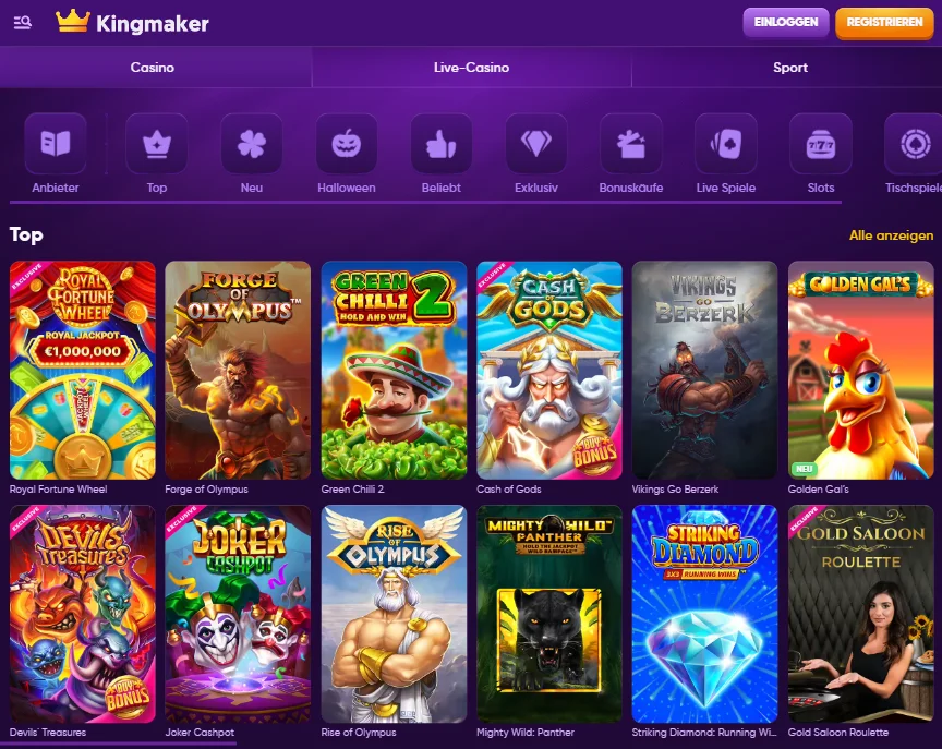 Kingmaker Casino Spielautomaten Liste