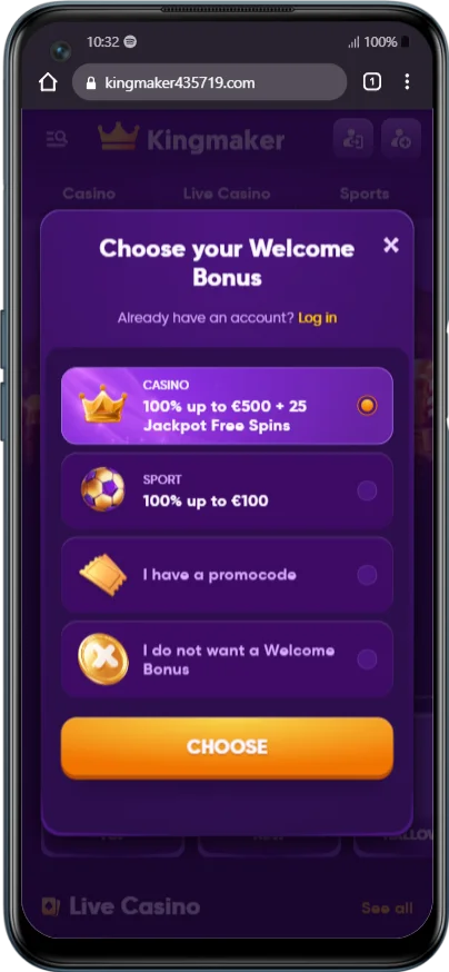 Startseite der King Maker App