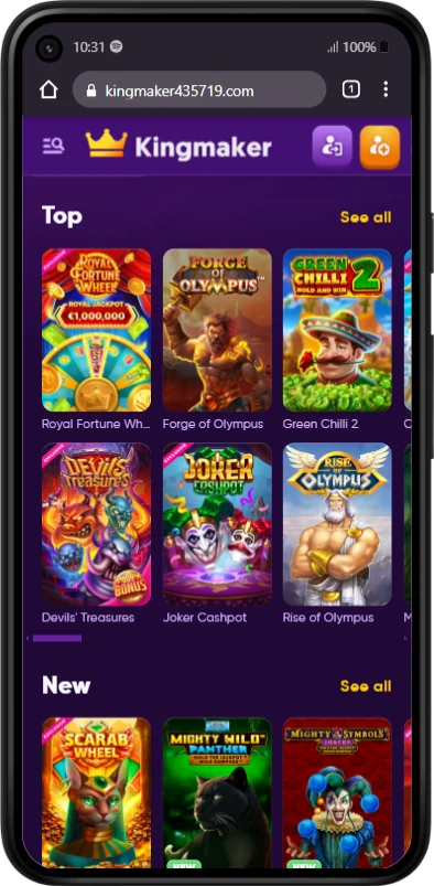 Spielautomaten-Sammlung bei Kingmaker App